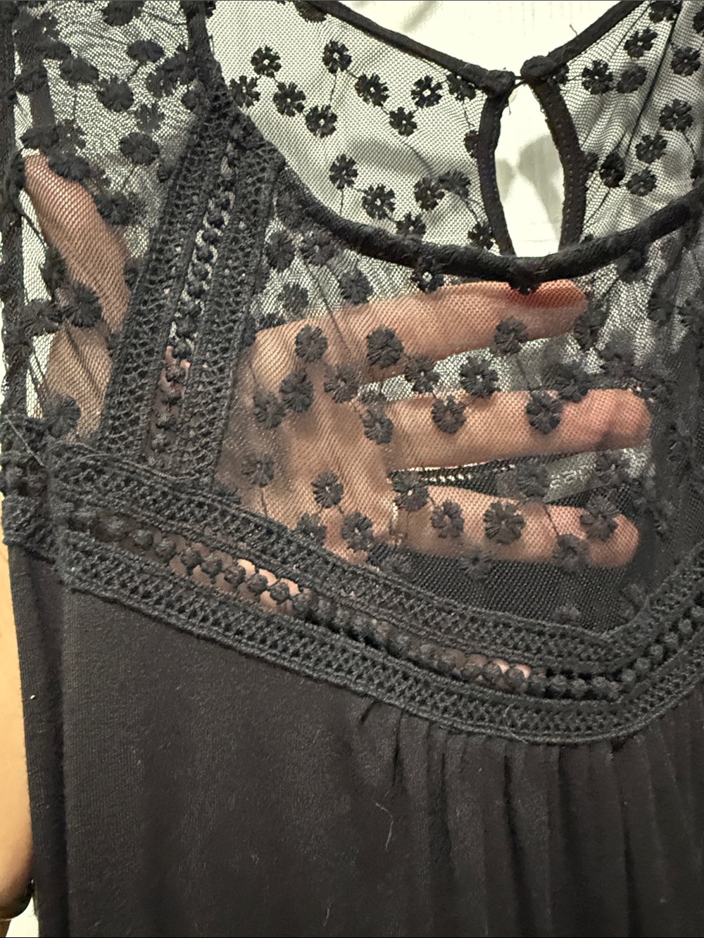 Loveappella Black Lace Yoke Camisole - Picture 3 of 4